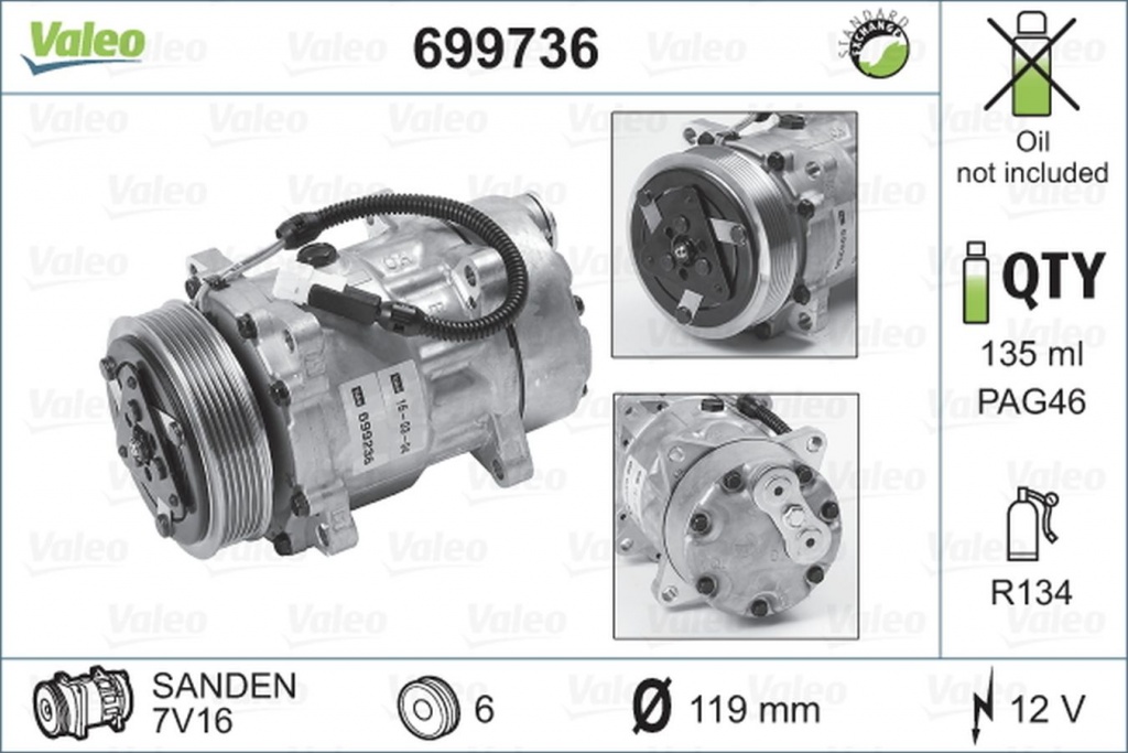 Image_499993934 Compresor clima CITROEN XSARA Break N2 VALEO 699736 - imagine 1